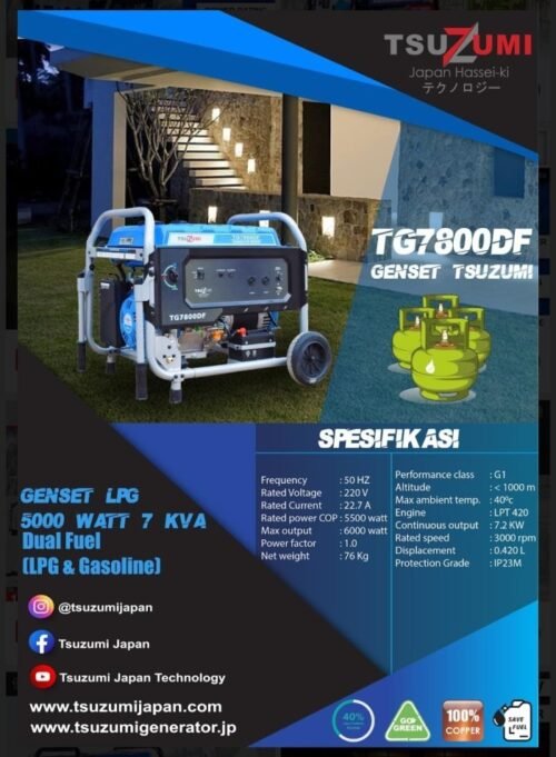 Generator Listrik Open 5000 Watt TG 7800 DF Tsuzumi Japan - Image 6
