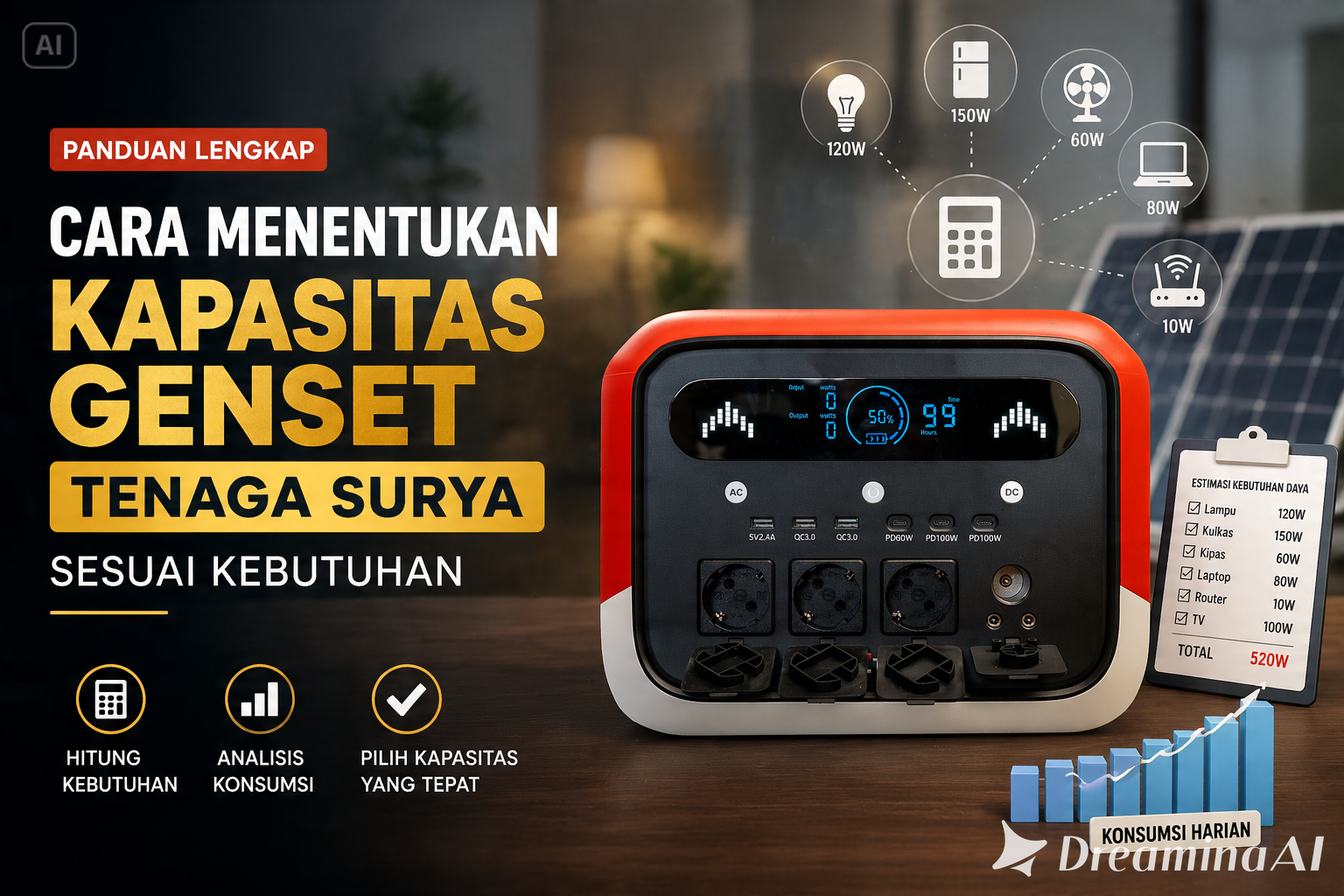 menentukan kapasitas genset tenaga surya