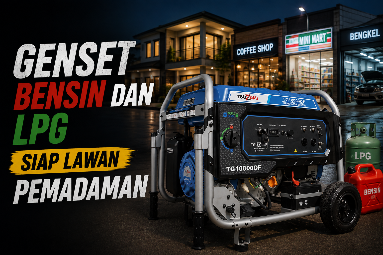 genset bensin dan lpg